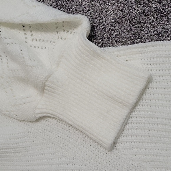 Long Sleeves White Knit Cardigan Oversized Sweater - Picture 6 of 12